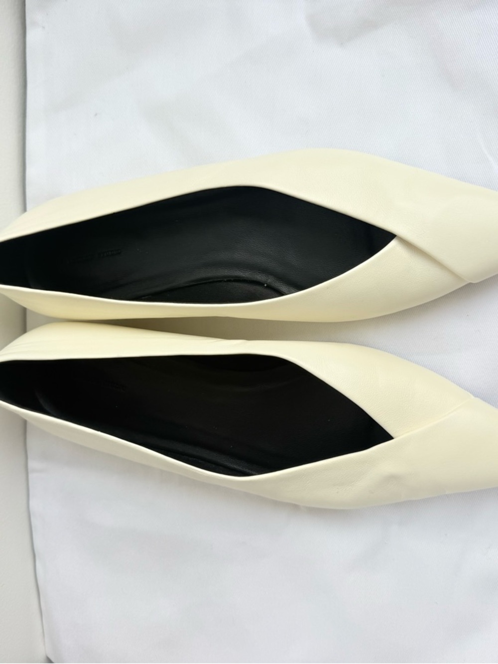 Barsi White Leather Ballet Flats size 39 - Loulou de Saison - Picture 13 of 14
